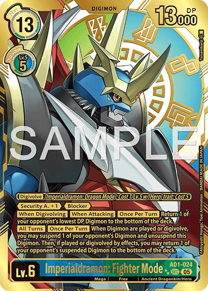 Imperialdramon: Fighter Mode (AD1-024) 2 Stars Gold Rare