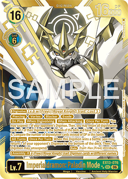 (Pre-order 2nd October 2026) Imperialdramon: Paladin Mode (EX13-076) 2 Stars Gold Rare