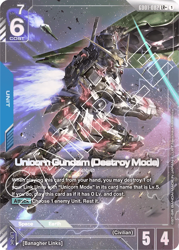 GD01-002: Unicorn Gundam (Destroy Mode) LR+ (Alternative Art)