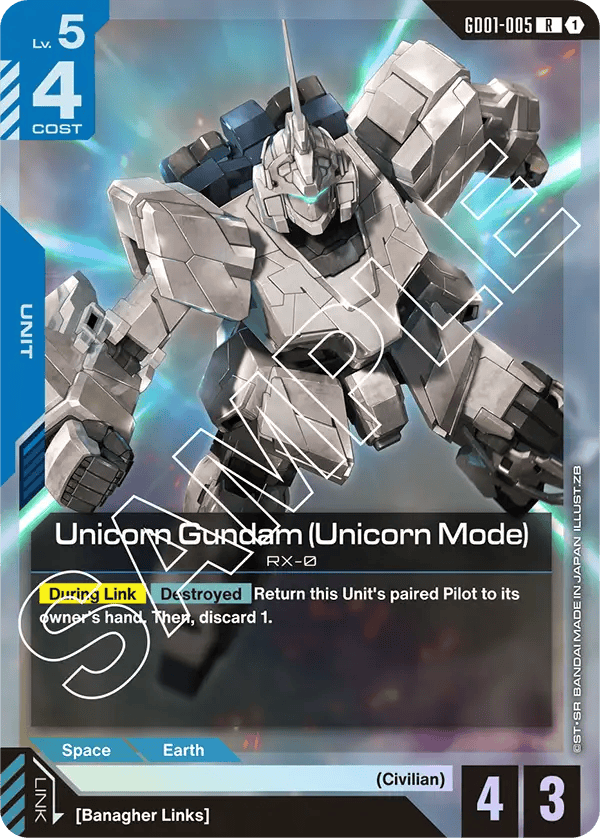 GD01-005: Unicorn Gundam (Unicorn Mode) (Rare)