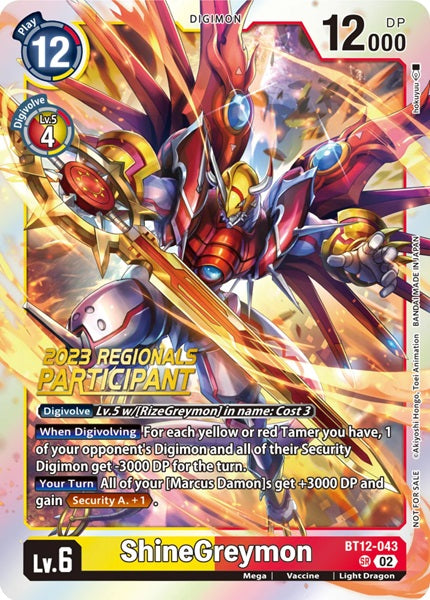 ShineGreymon (BT12-043) (2023 Regionals Participant)