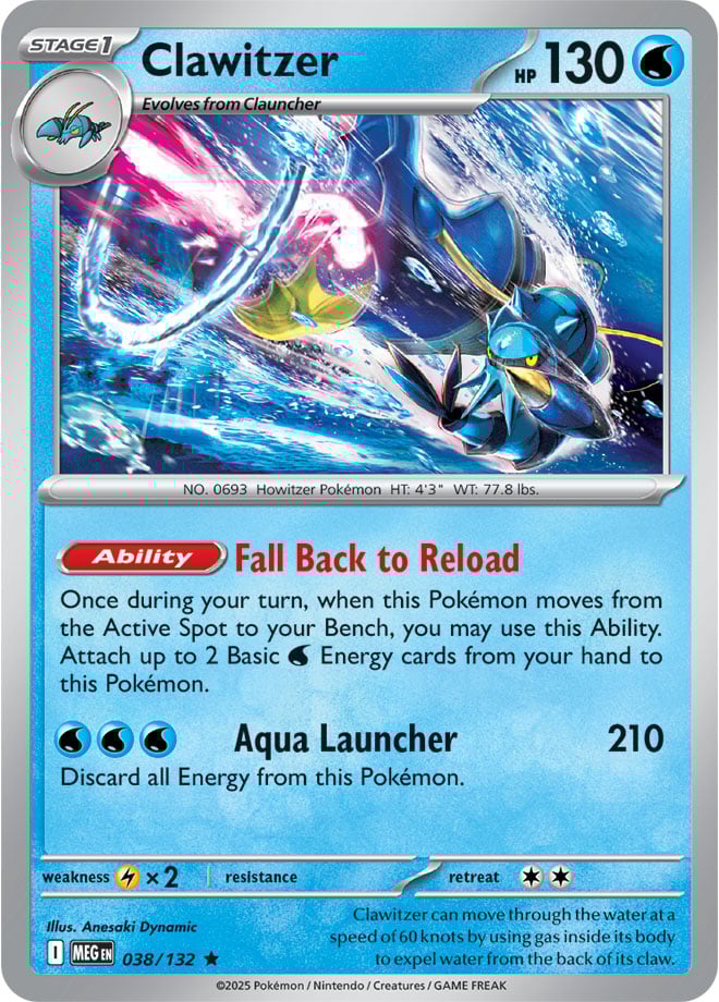 Clawitzer (038/132) Rare Holo Foil