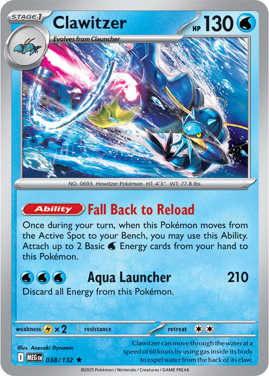 Clawitzer [Reverse Holo] (038/132) Reverse Holo