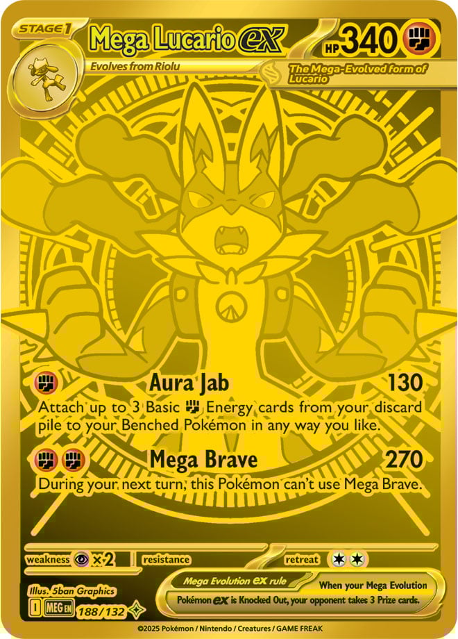 Mega Lucario ex (188/132) Mega Hyper Rare – Omni Collectables