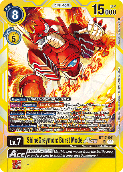 ShineGreymon: Burst Mode ACE (BT17-041) Super Rare