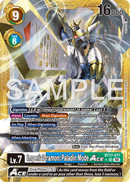Imperialdramon: Paladin Mode ACE (BT17-077) Digimon Generation [AD01] Gold