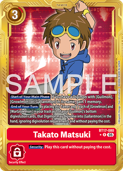 Takato Matsuki (BT17-080) Digimon Generation [AD01] Gold