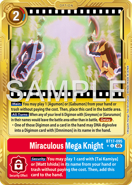 Miraculous Mega Knight (BT17-095) Digimon Generation [AD01] Gold