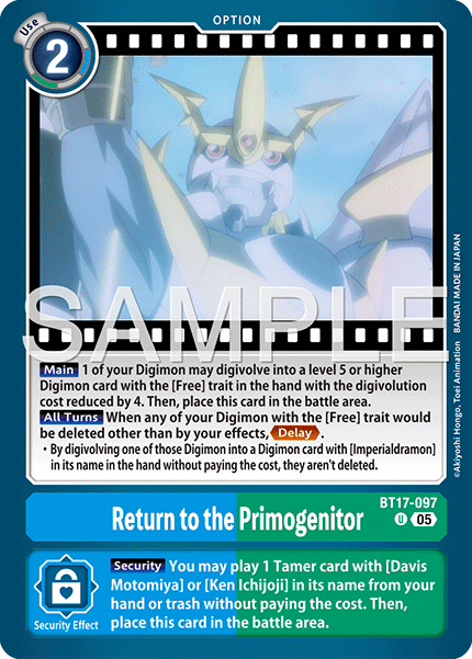 Return to the Primogenitor (BT17-097) Digimon Generation [AD01]