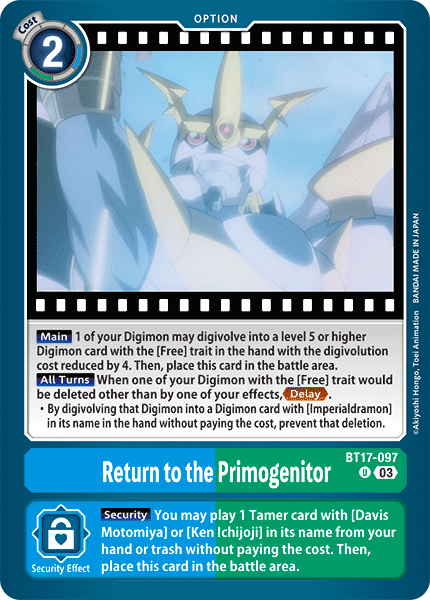 Return to the Primogenitor (BT17-097) Uncommon