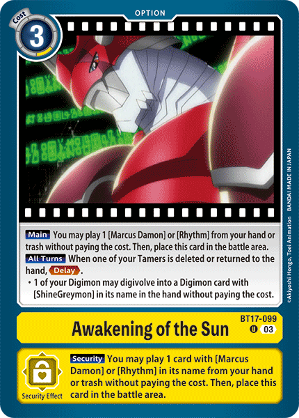 Awakening of the Sun (BT17-099) Uncommon