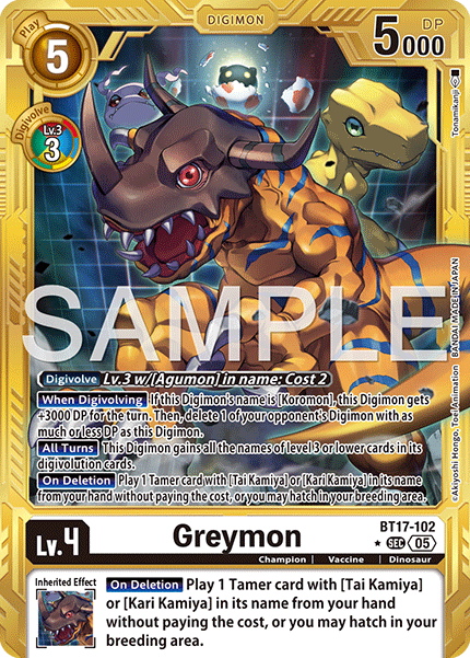 Greymon (BT17-102) Digimon Generation [AD01] Gold