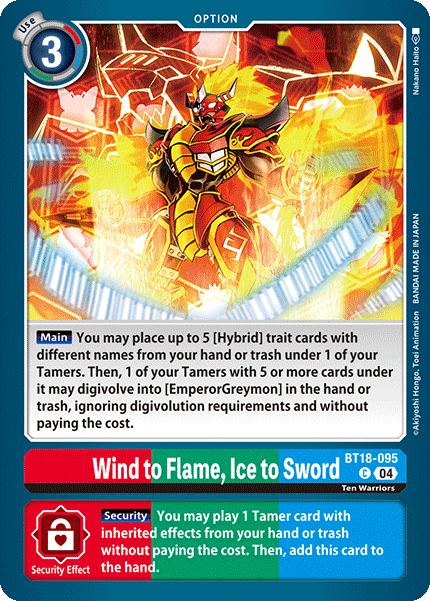 Wind to Flame Ice to Sword (BT18-095) Common