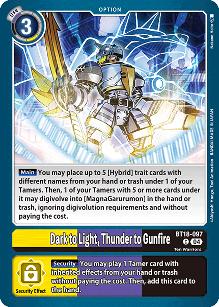 Dark to Light Thunder to Gunfire (BT18-097) Common