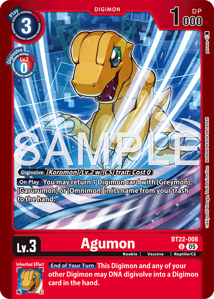 (Pre-order 28/08/2026) Agumon (BT22-008) Final Crest (LM08)