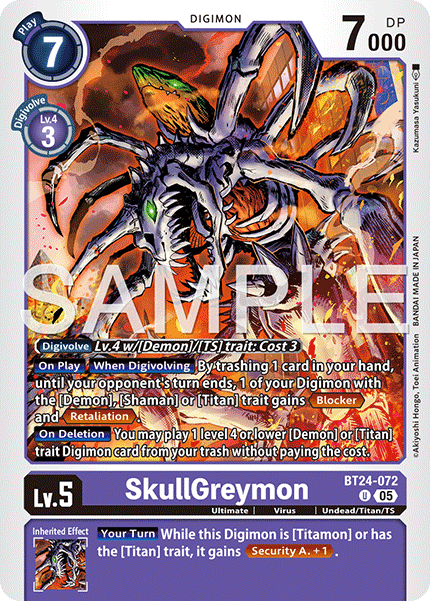 (Pre-order 23/01/2026) SkullGreymon (BT24-072) Uncommon