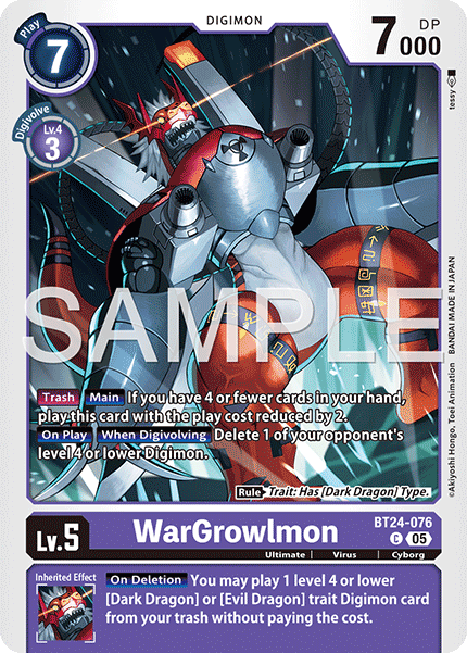 (Pre-order 23/01/2026) WarGrowlmon (BT24-076) Common