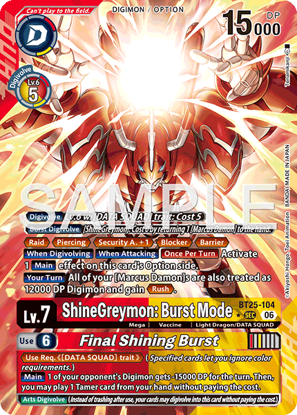 ShineGreymon: Burst Mode/Final Shining Burst (BT25-104) Alternative Art