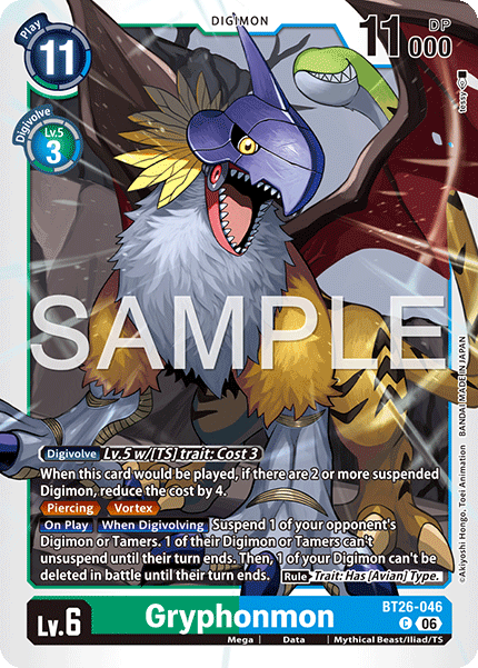 (Pre-order 28/08/2026) Gryphonmon (BT26-046) Common