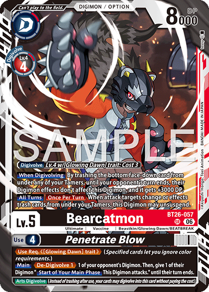 (Pre-order 28/08/2026) Bearcatmon/Penetrate Blow (BT26-057) Super Rare