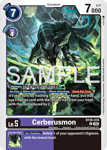(Pre-order 28/08/2026) Cerberusmon (BT26-074) Uncommon