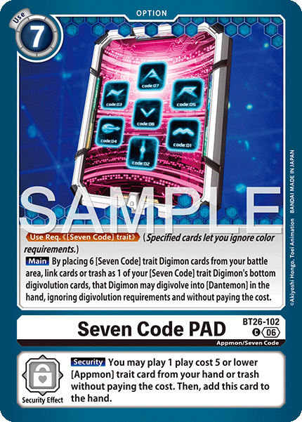 (Pre-order 28/08/2026) Seven Code PAD (BT26-102) Common