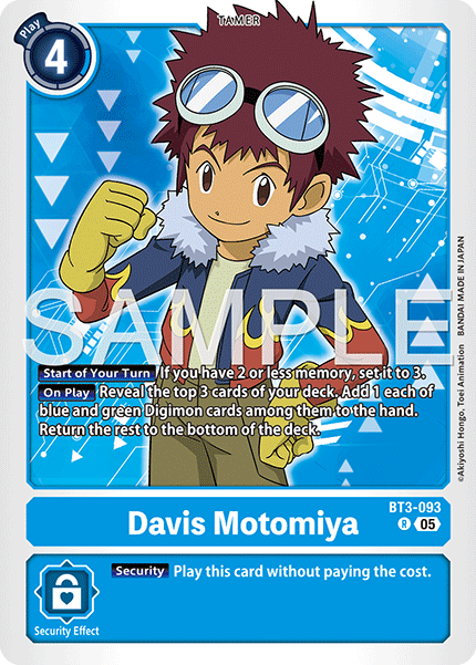 (Pre-order 27/03/2026) Davis Motomiya (BT3-093) Digimon Generation [AD01]