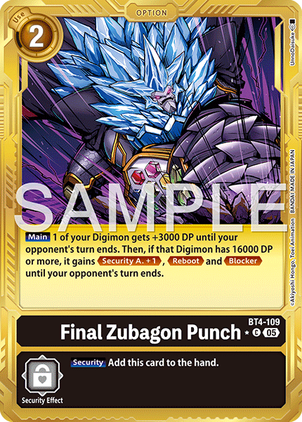 Final Zubagon Punch (BT4-109) Digimon Generation [AD01] Gold
