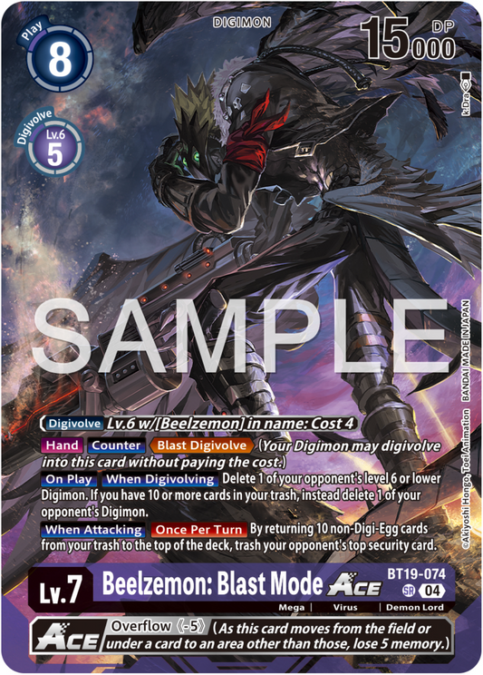 (Pre-order 31/10/2025) Beelzemon: Blast Mode ACE (BT19-074) Billion Bullet [LM06]