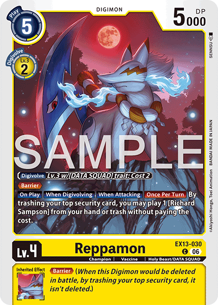 (Pre-order 2nd October 2026) Reppamon (EX13-030) Common
