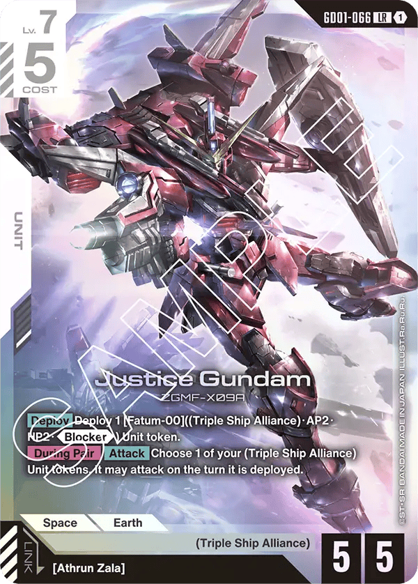 GD01-066: Justice Gundam (Legendary Rare)