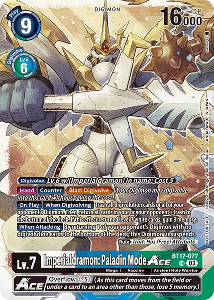 Imperialdramon: Paladin Mode Ace (BT17-077) Release Event Non Foil Participation