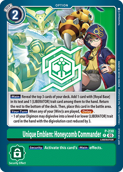 Unique Emblem: Honeycomb Commander (P-230) Box Topper