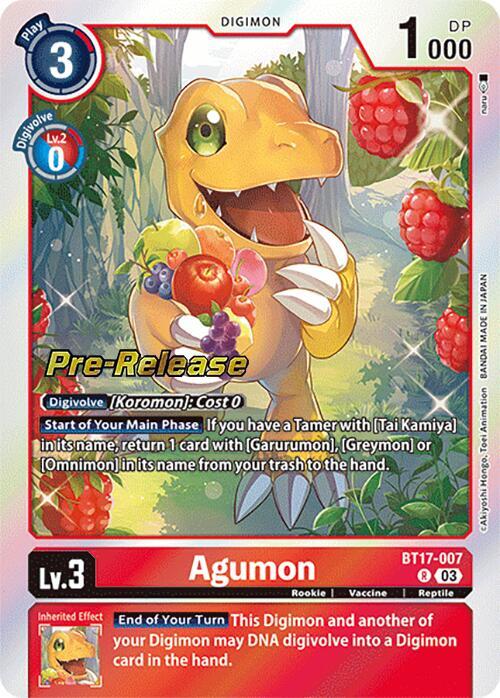 PreRelease Agumon (BT17-007)-Rare