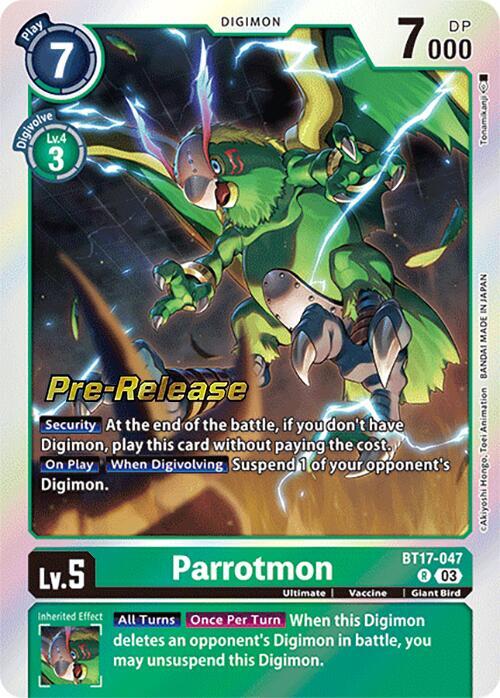 PreRelease Parrotmon (BT17-047)-Rare