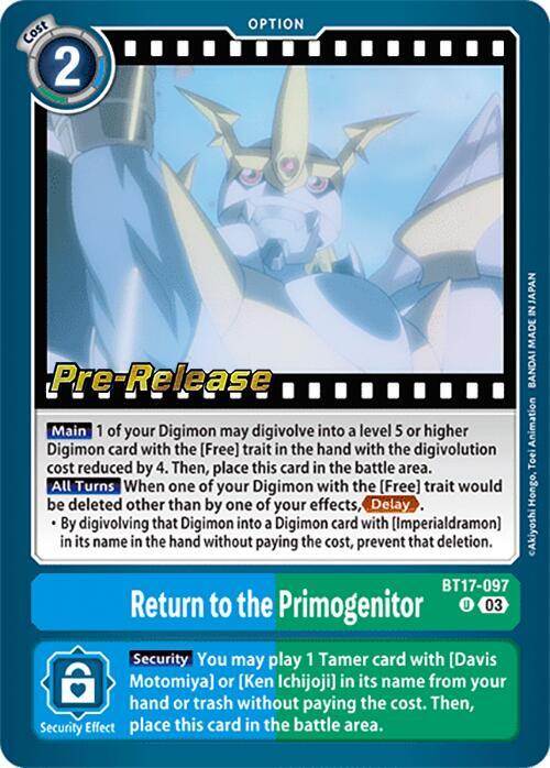 PreRelease Return to the Primogenitor (BT17-097)-Uncommon