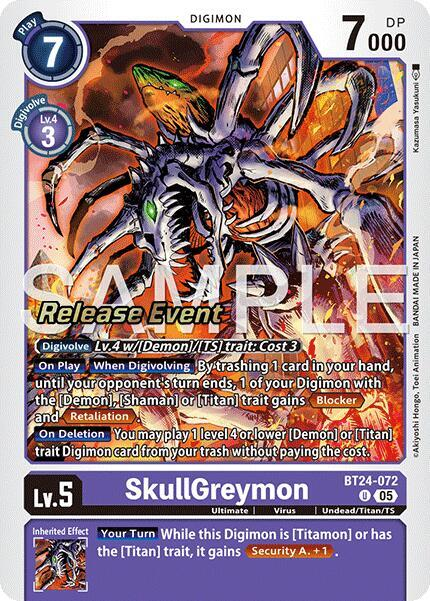 [Release Event Stamped] SkullGreymon (BT24-072) Uncommon