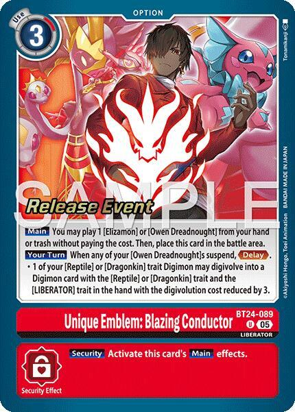 [Release Event Stamped] Unique Emblem: Blazing Conductor (BT24-089) Uncommon