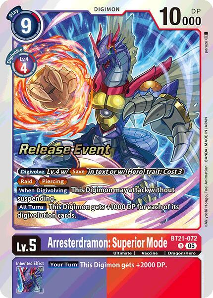 [Release Event Stamped] Arresterdramon: Superior Mode (BT21-072) Rare