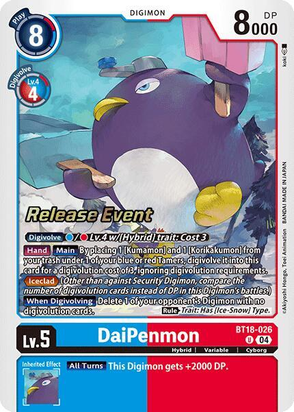 [Release Event Stamped] DaiPenmon (BT18-026) Uncommon