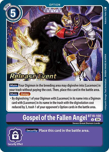 [Release Event Stamped] Gospel of the Fallen Angel (BT18-100) Uncommon