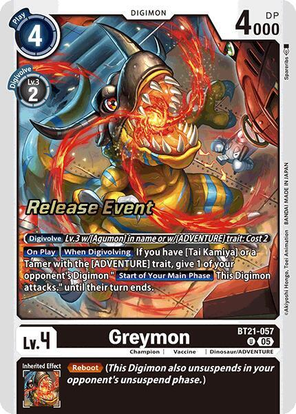 [Release Event Stamped] Greymon (BT21-057) Uncommon