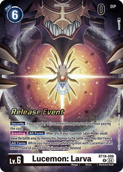 [Release Event Stamped] Lucemon: Larva (BT18-086) Rare