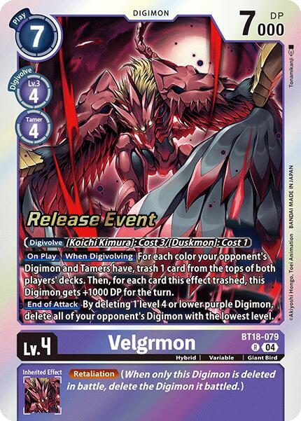 [Release Event Stamped] Velgrmon (BT18-079) Rare