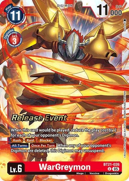 [Release Event Stamped] WarGreymon (BT21-026) Uncommon