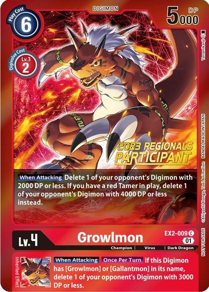 Growlmon (EX2-009) (2023 Regionals Participant)