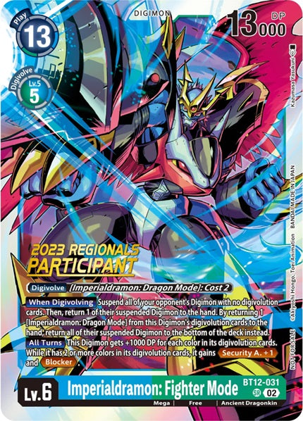 Imperialdramon: Fighter Mode (BT12-031) (2023 Regionals Participant)